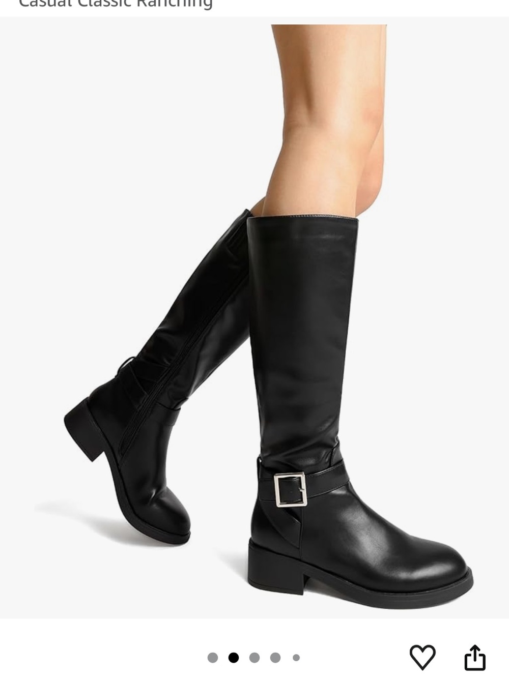 Dream Pairs Black Knee-High Buckle Riding Boots